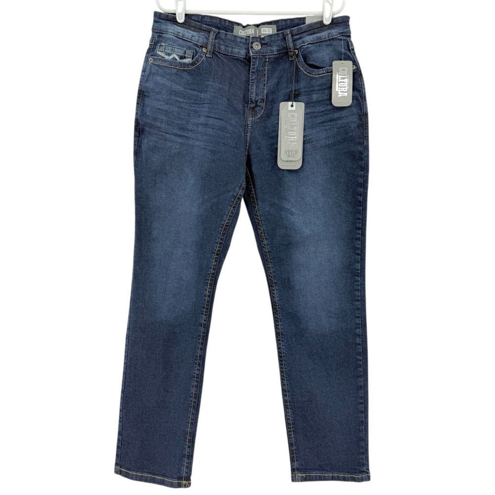 Cultura Men's Athletic Fit Natural Flex Stretch Blue Denim Jeans Size 34x32 NWT